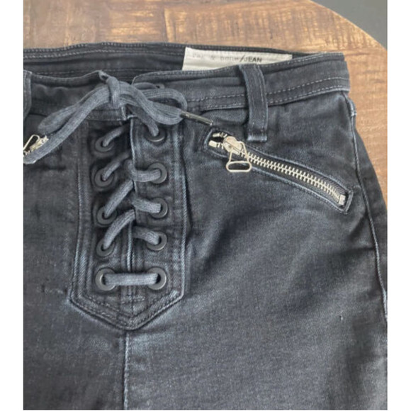 Rag & Bone Black Lace Up Gia Skinny Jeans Size 24 - Picture 5 of 12